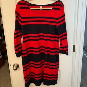 Old Navy Knit Dress Red & Navy Stripe Size L